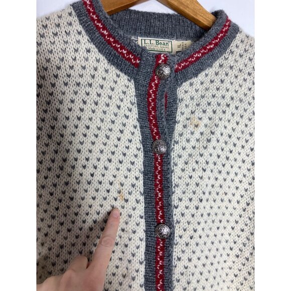 L.L. Bean Womens XL Nordic Wool Cardigan Sweater Button Front FLAWED READ - Picture 4 of 11